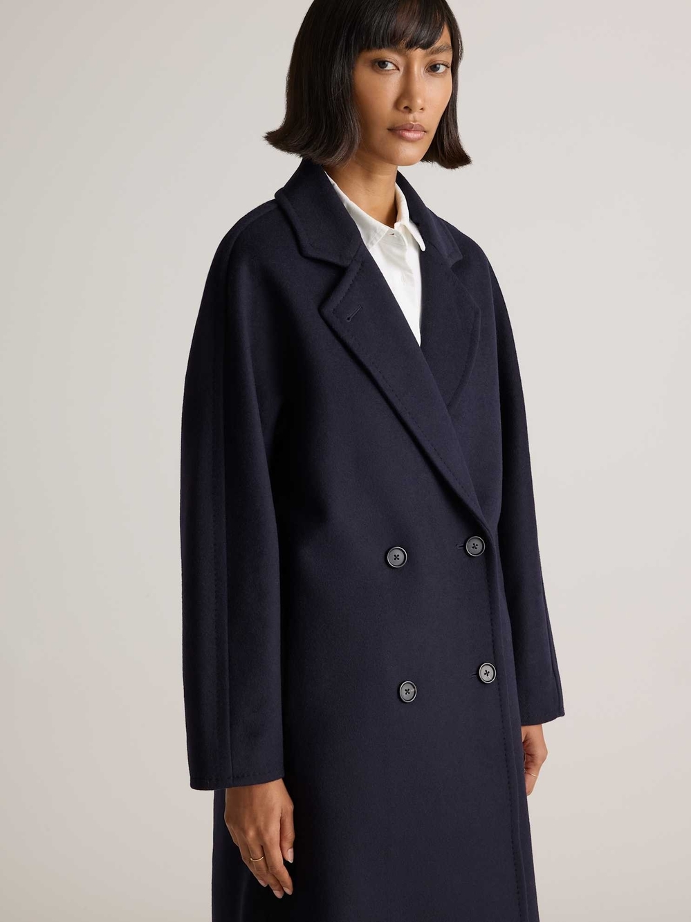 Quince Italian Wool Double-Breasted Slouch Coat NWT